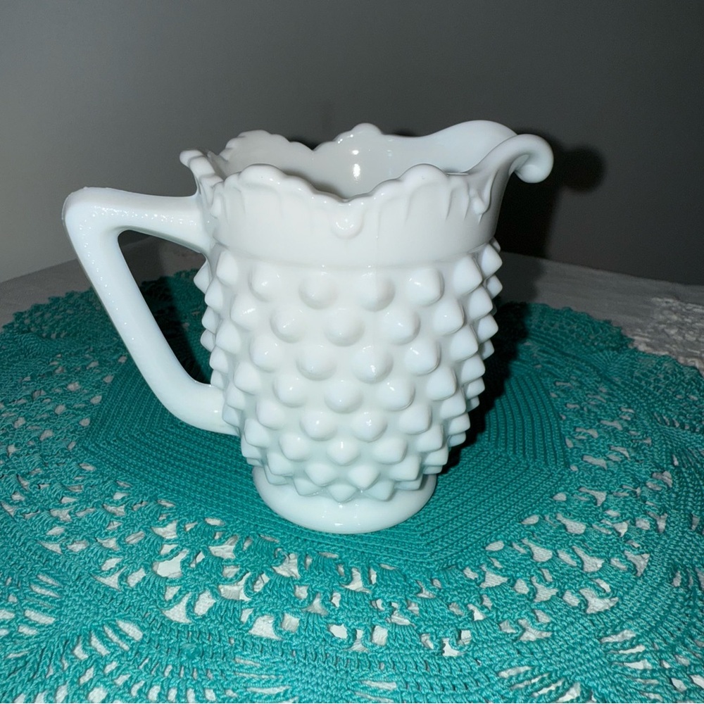 Vintage Fenton Hobnail White Milk Glass Creamer 4 inches